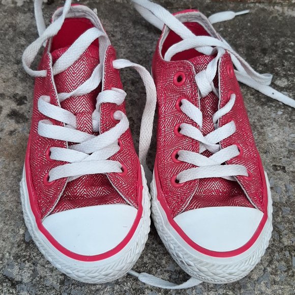 Converse pink glitter/sparkly toddler girl shoes size 11 - Picture 1 of 5